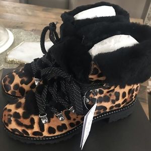 J Crew Leopard Nordic Calf Hair Boots 8